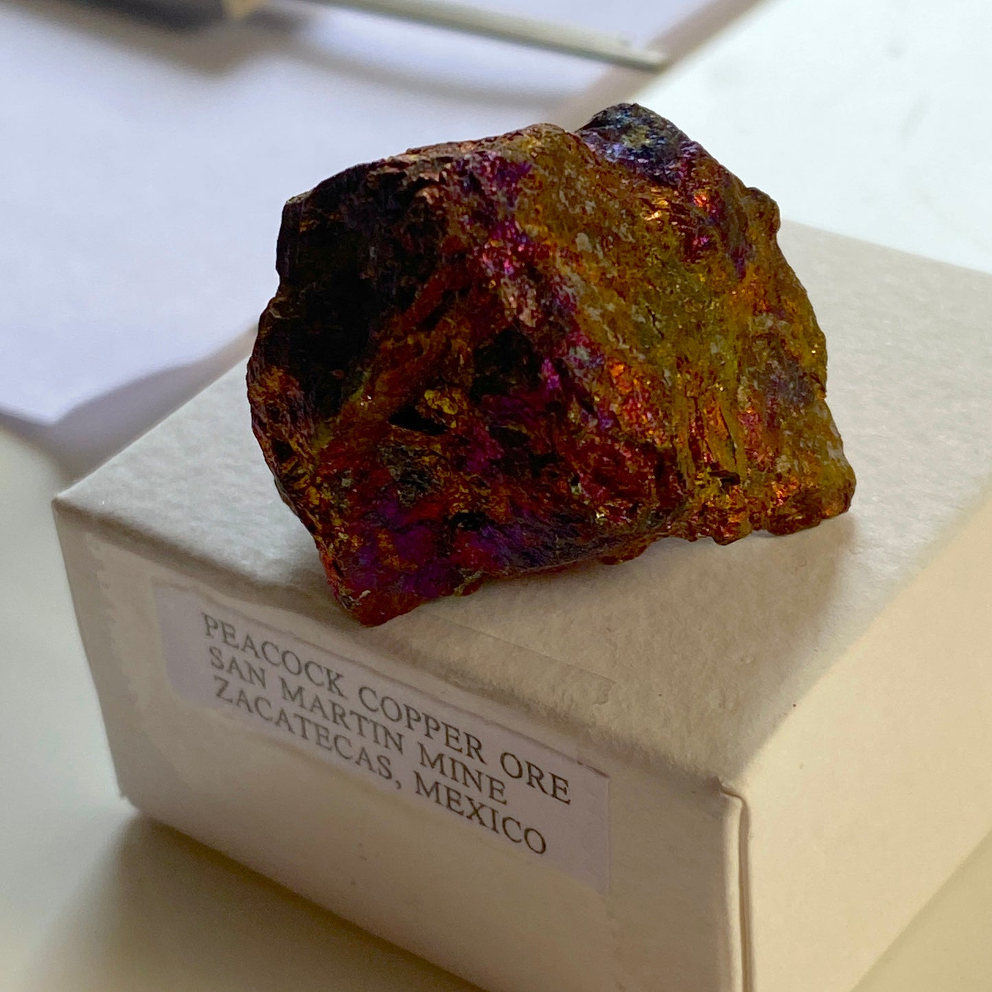 PEACOCK COPPER ORE FROM SAN MARTIN MINE, MEXICO 44g MF2044