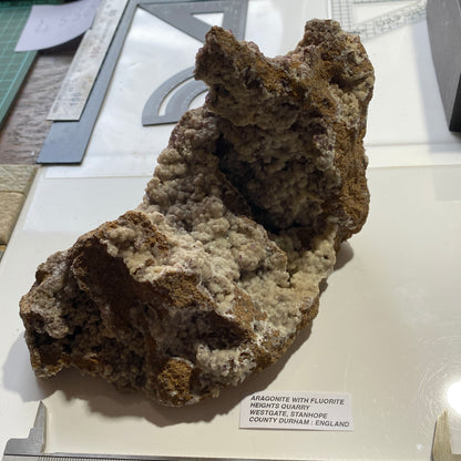 ARAGONITE WITH FLUORITE : HEIGHTS MINE, WESTGATE, CO DURHAM : ENGLAND 959g MF4558