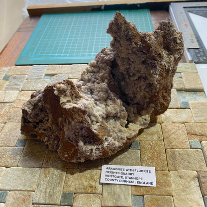 ARAGONITE WITH FLUORITE : HEIGHTS MINE, WESTGATE, CO DURHAM : ENGLAND 959g MF4558