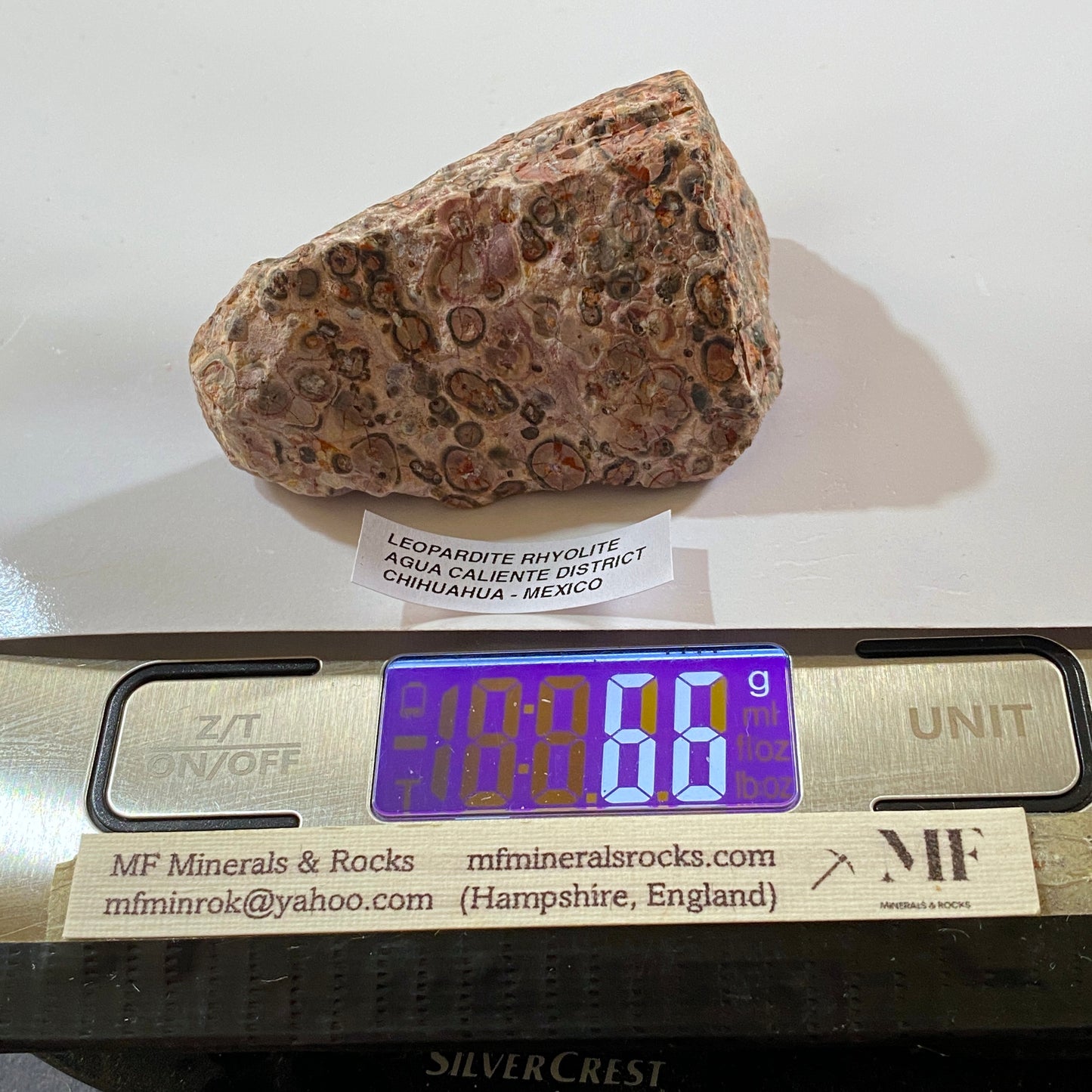 LEOPARDITE RHYOLITE : AGUA CALIENTE DISTRICT, CHIHUAHUA, MEXICO 66g MF5246