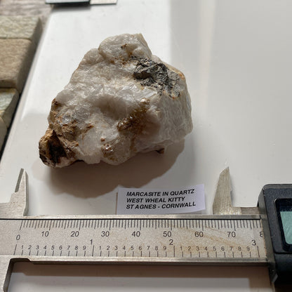 MARCASITE IN QUARTZ : WEST WHEAL KITTY, ST AGNES, CORNWALL. 119g MF5248