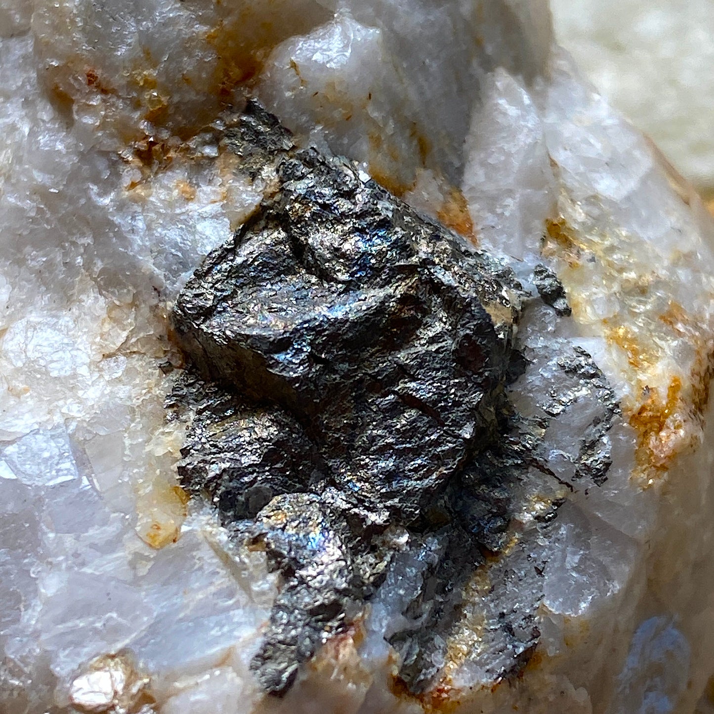 MARCASITE IN QUARTZ : WEST WHEAL KITTY, ST AGNES, CORNWALL. 119g MF5248