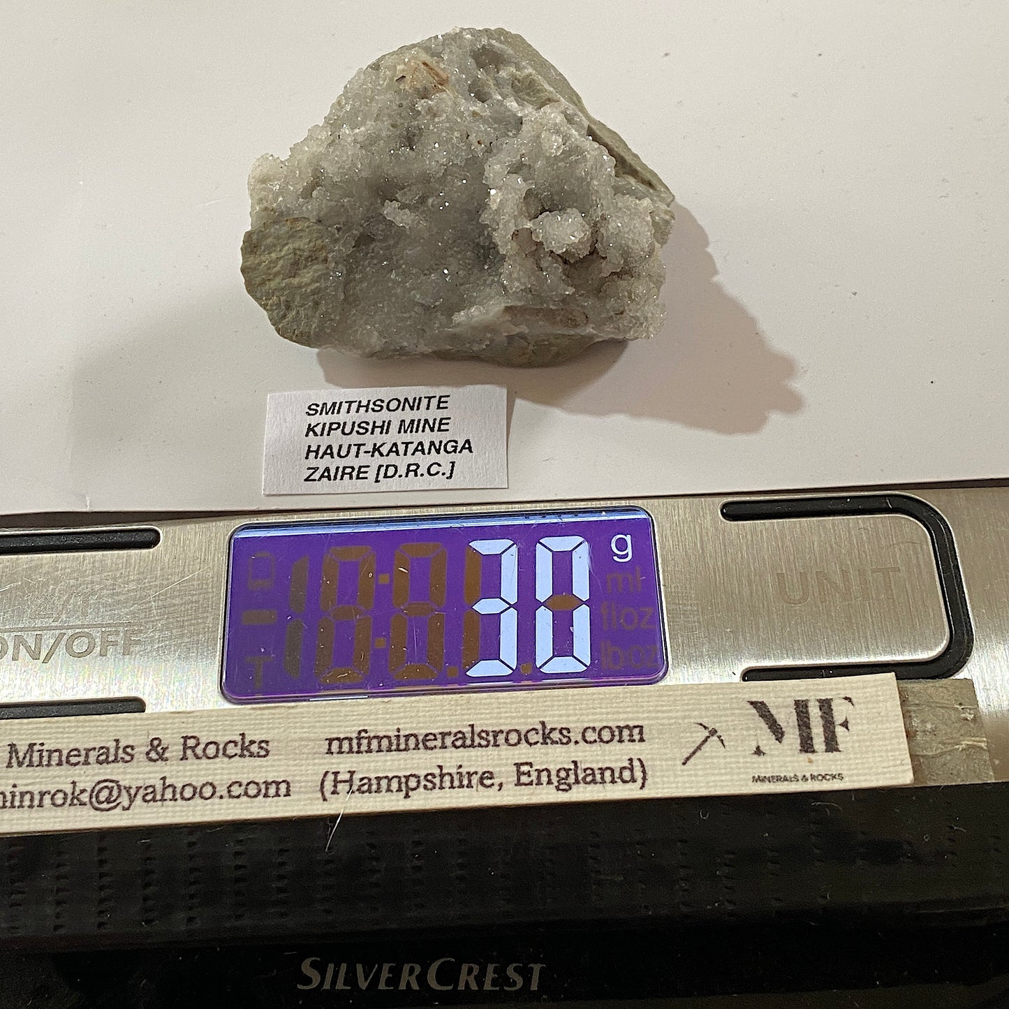 SMITHSONITE : KIPUSHI MINE, HAUT-KATANGA, ZAIRE [NOW D.R.C.]  30g MF5251
