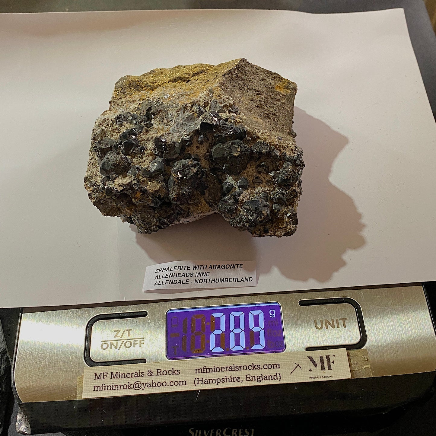SPHALERITE [WITH ARAGONITE] : ALLENHEADS MINE, ALLENDALE, NORTHUMBERLAND 289g MF5252
