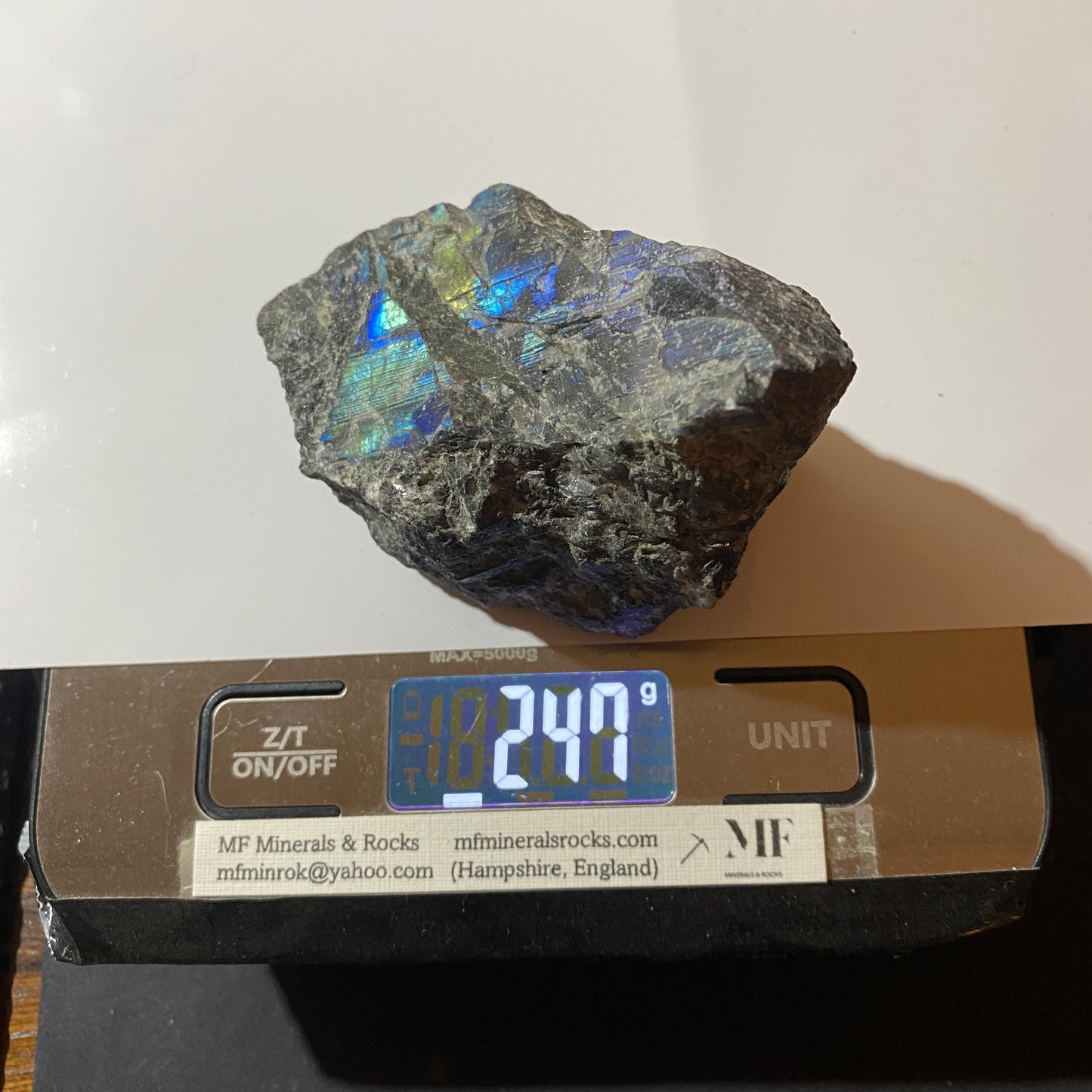 LABRADORITE FROM YLAMAA SPECTROLITE QUARRIES, SOUTH KARELIA, FINLAND 248g MF1683