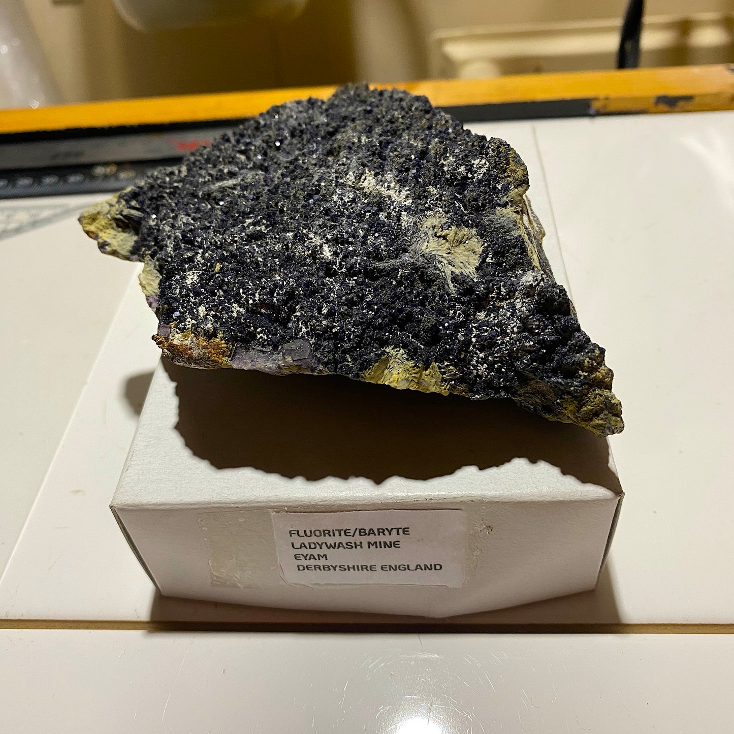 FLUORITE/BARYTE/MARCASITE/CALCITE : LADYWASH MINE, EYAM, DERBYSHIRE, ENGLAND 491g MF1625