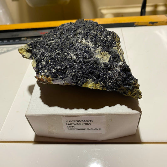 FLUORITE/BARYTE/MARCASITE/CALCITE : LADYWASH MINE, EYAM, DERBYSHIRE, ENGLAND 491g MF1625