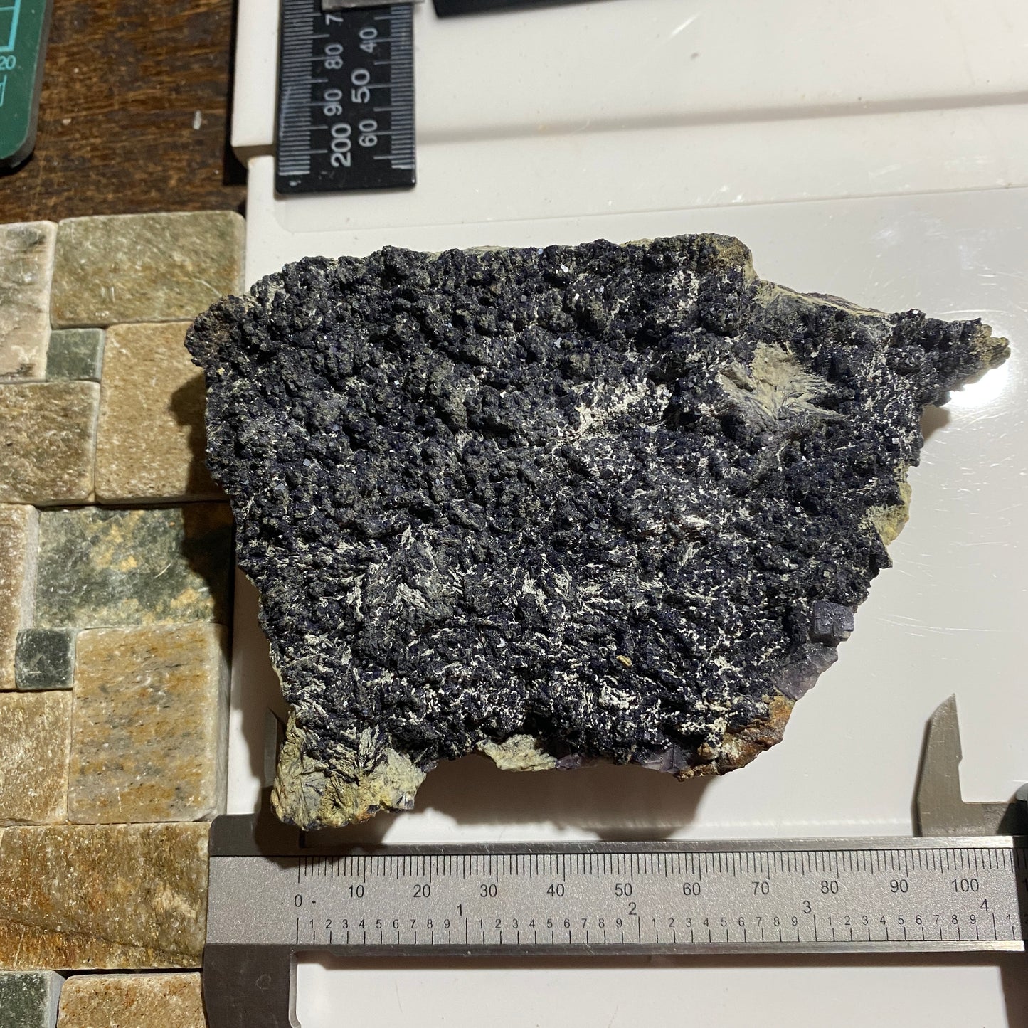 FLUORITE/BARYTE/MARCASITE/CALCITE : LADYWASH MINE, EYAM, DERBYSHIRE, ENGLAND 491g MF1625