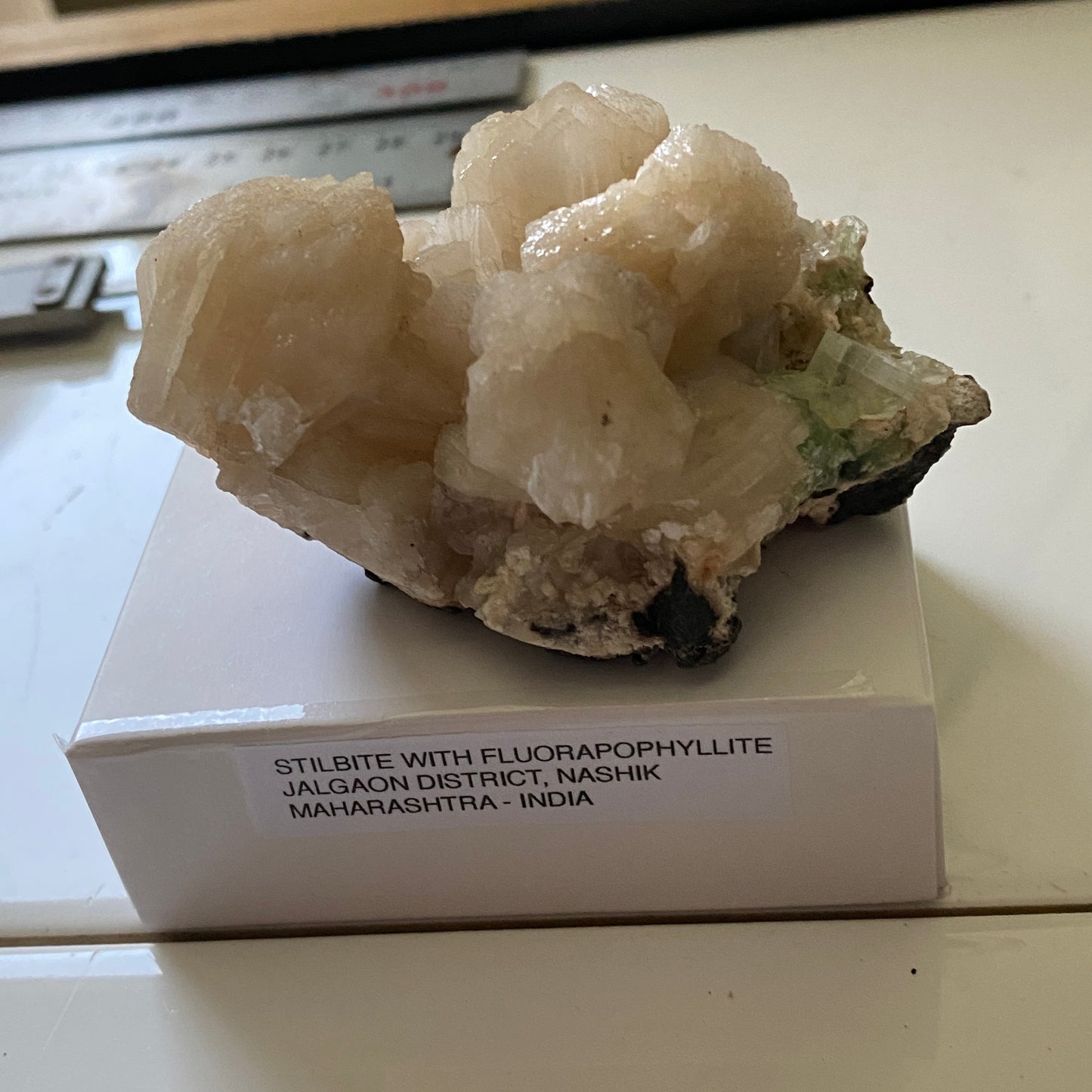 STILBITE WITH FLUORAPOPHYLLITE - JALGAON, MAHARASHTRA, INDIA. 110g. MF4233