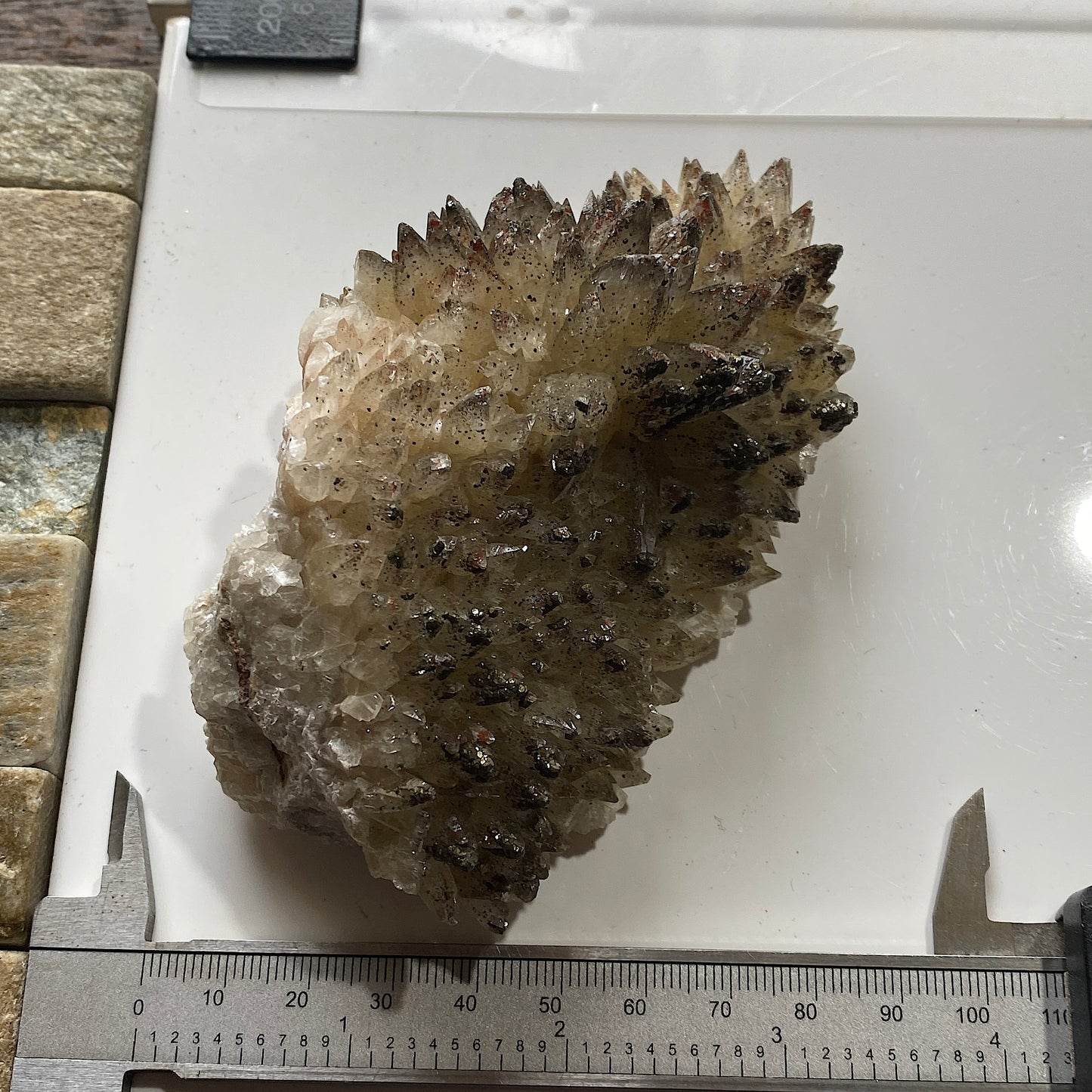 PYRITE ON CALCITE FROM DAYE, HUBEI, CHINA EXCEPTIONAL  SPECIMEN 317g MF1651
