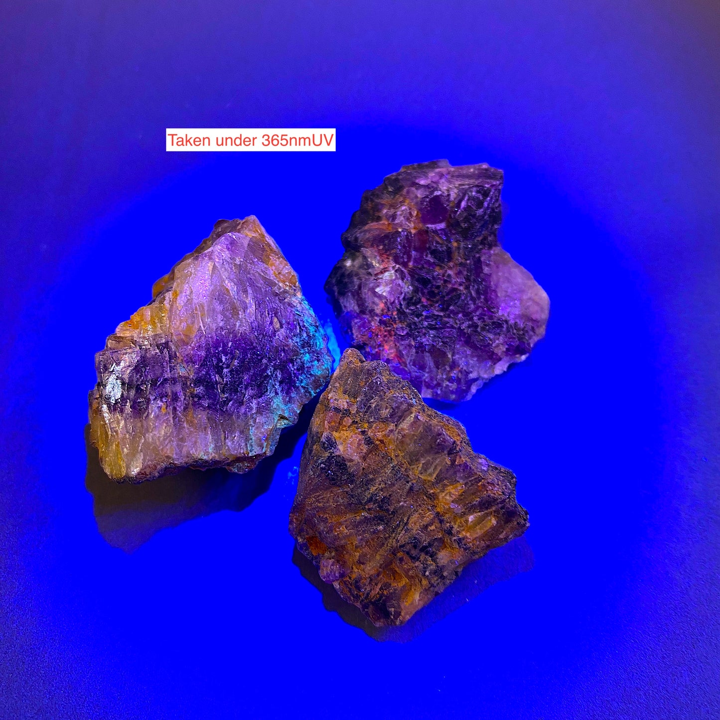 "BLUE JOHN" FLUORITE x 3 ROUGH SPECIMENS: OLD TOR MINE, DERBYSHIRE MF5260