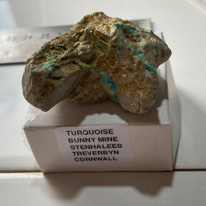 TURQUOISE ON MATRIX : BUNNY MINE, STENHALEES, TREVERBYN, CORNWALL. 51g MF5261