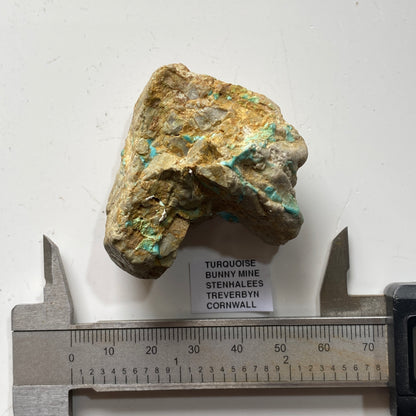 TURQUOISE ON MATRIX : BUNNY MINE, STENHALEES, TREVERBYN, CORNWALL. 51g MF5261