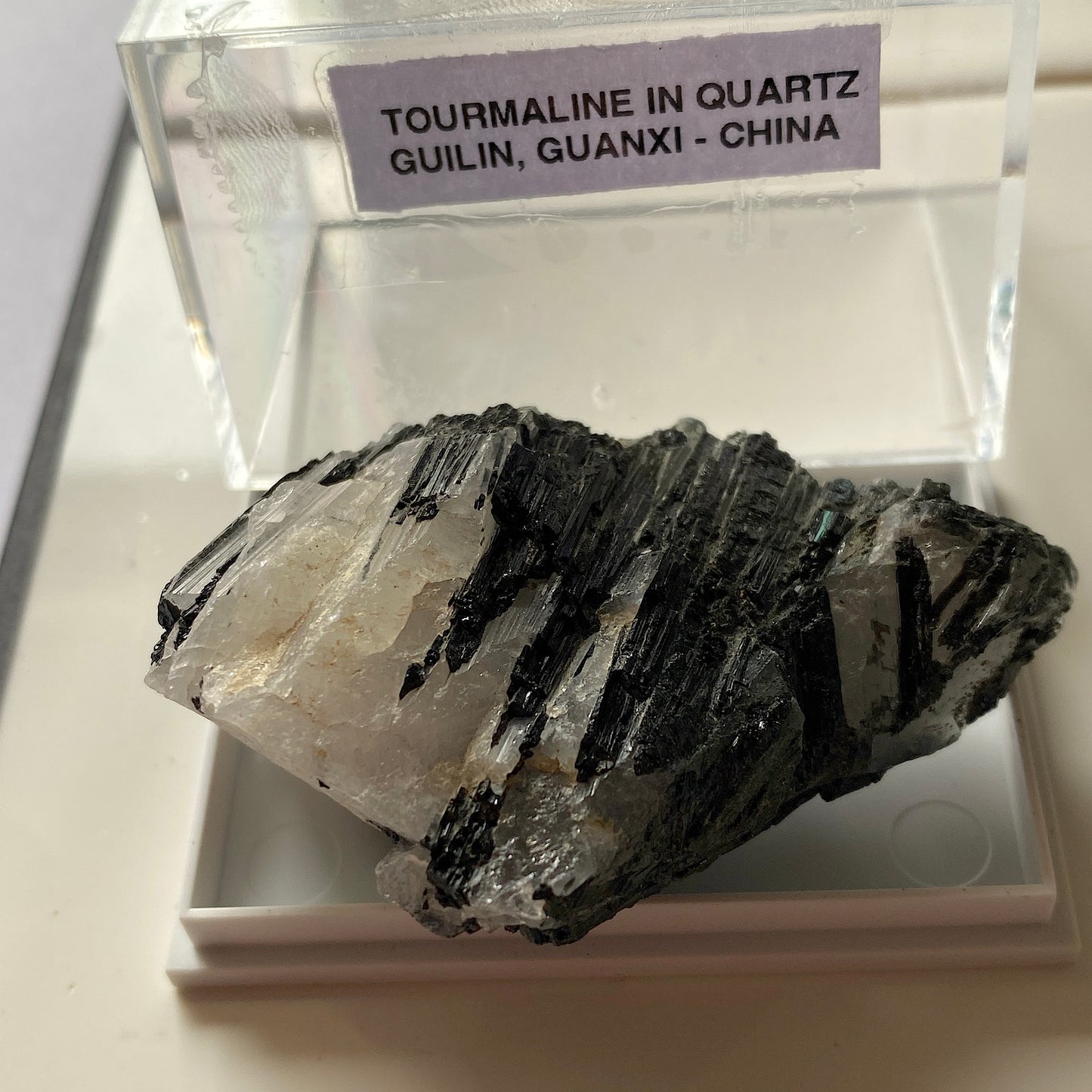 SCHORL TOURMALINE ON QUARTZ - GUILIN, GUANXI, CHINA. 56g MF6914