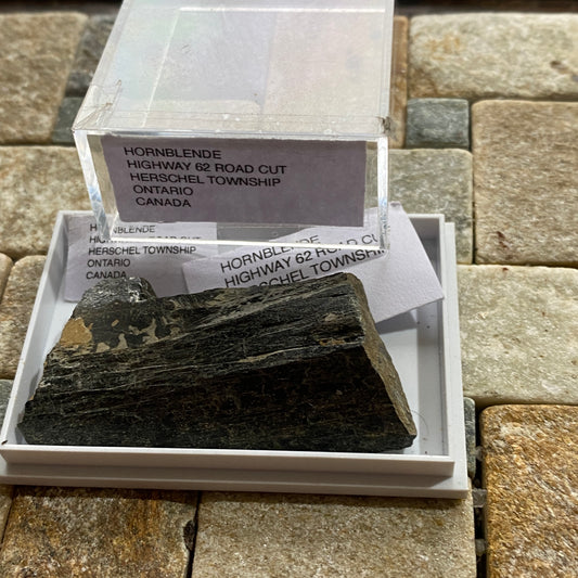 HORNEBLENDE : HIGHWAY 62 ROADCUT, HERSCHEL TOWNSHIP, ONTARIO, CANADA 16g MF1714