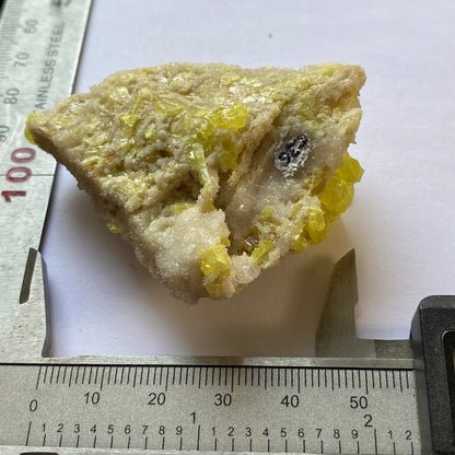 SULPHUR ON CALCITE FROM COZZO DISI MINE, SICILY  47g MF2073