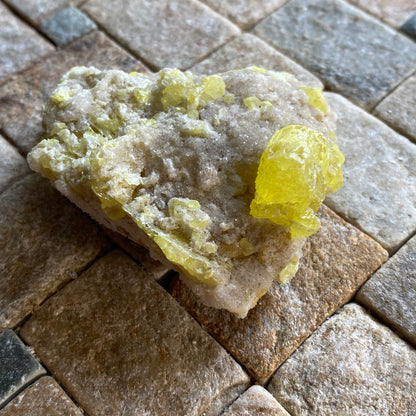 SULPHUR ON CALCITE FROM COZZO DISI MINE, SICILY  47g MF2073