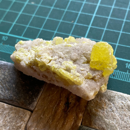 SULPHUR ON CALCITE FROM COZZO DISI MINE, SICILY  47g MF2073