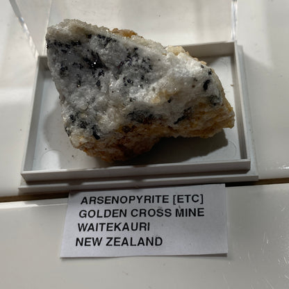 ARSENOPYRITE WITH QUARTZ [ETC] : GOLDEN CROSS MINE, WAITEKAURI, NEW ZEALAND 45g MF5269