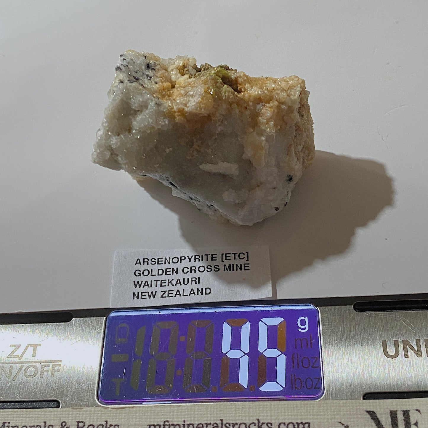ARSENOPYRITE WITH QUARTZ [ETC] : GOLDEN CROSS MINE, WAITEKAURI, NEW ZEALAND 45g MF5269