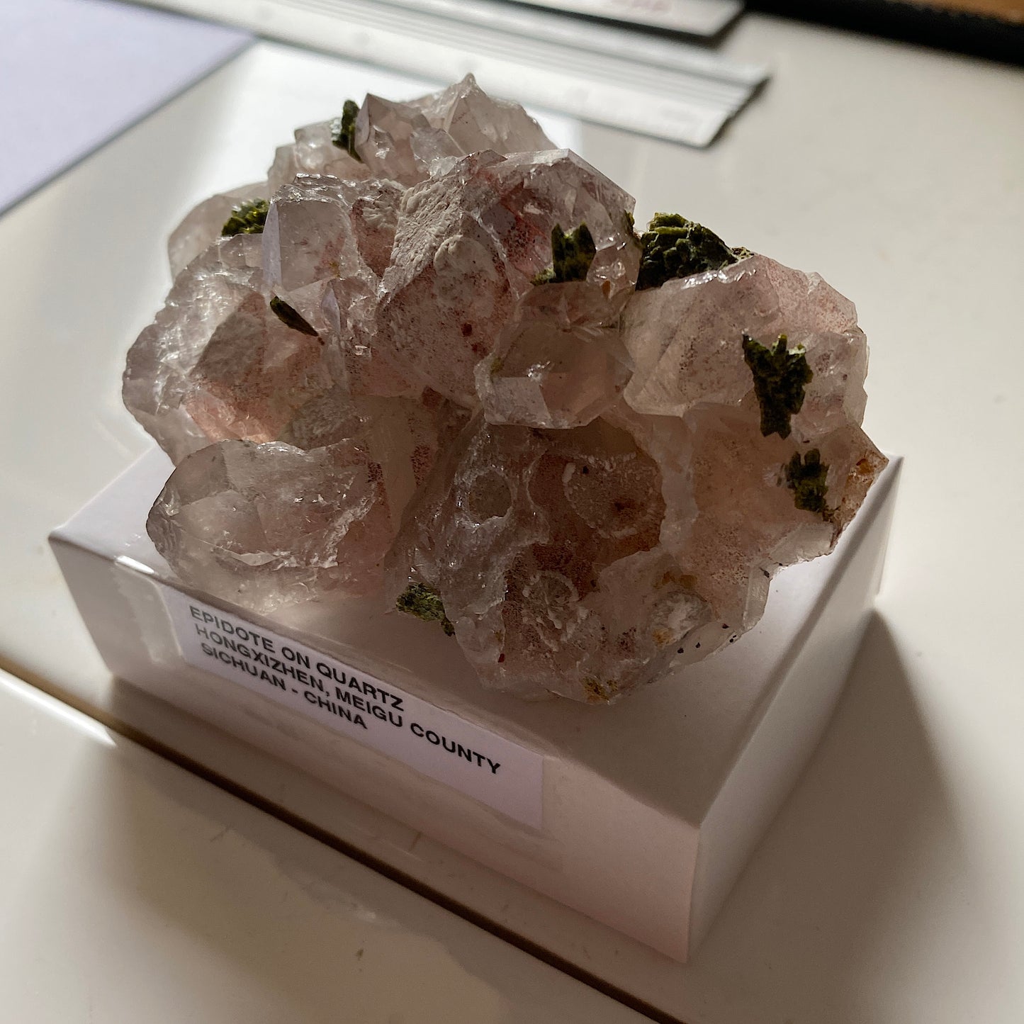 EPIDOTE ON QUARTZ RARE SPECIMEN FROM MEIGU COUNTY, SICHUAN, CHINA 159g MF6963