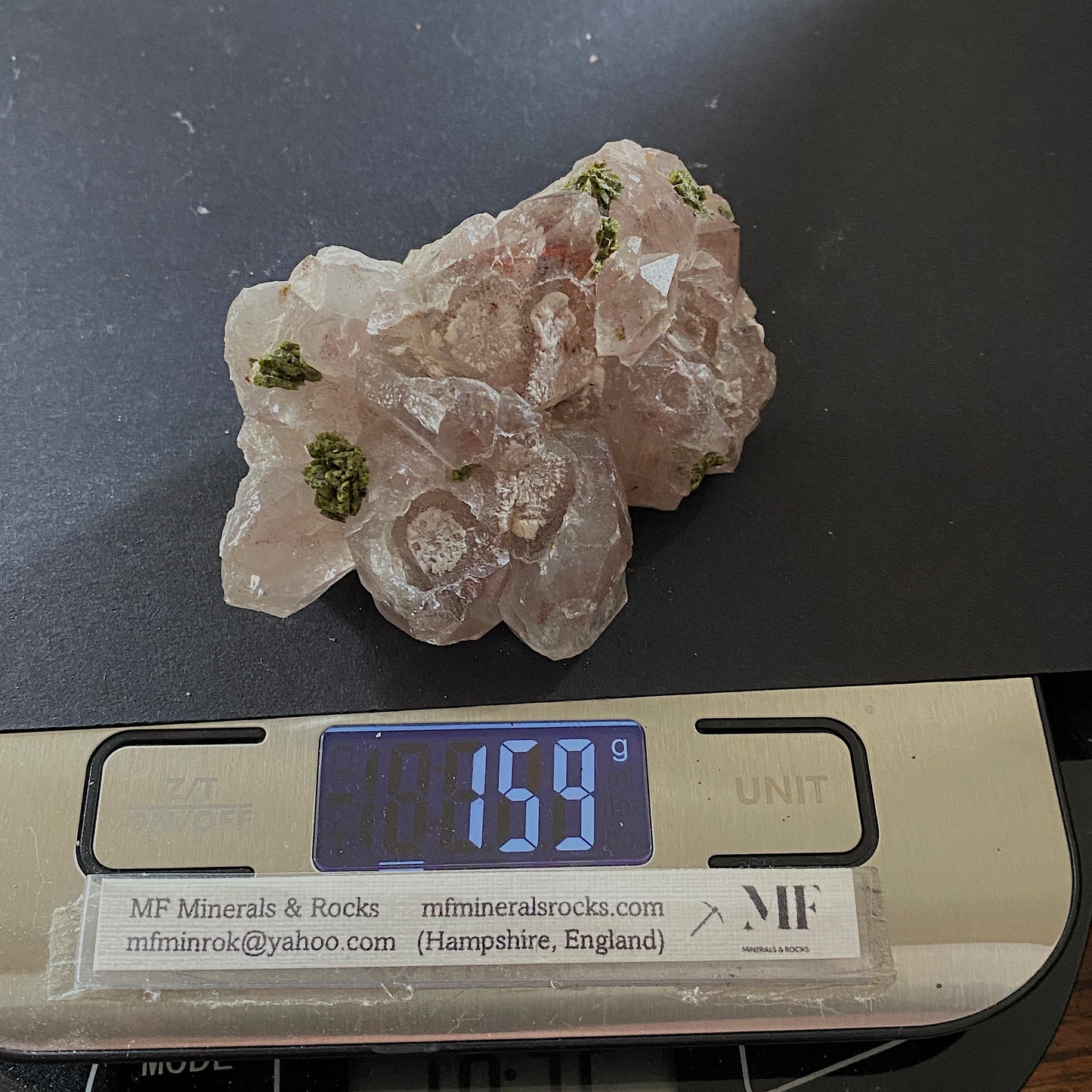 EPIDOTE ON QUARTZ RARE SPECIMEN FROM MEIGU COUNTY, SICHUAN, CHINA 159g MF6963