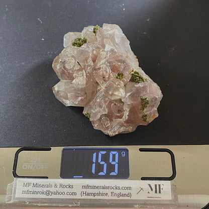 EPIDOTE ON QUARTZ RARE SPECIMEN FROM MEIGU COUNTY, SICHUAN, CHINA 159g MF6963