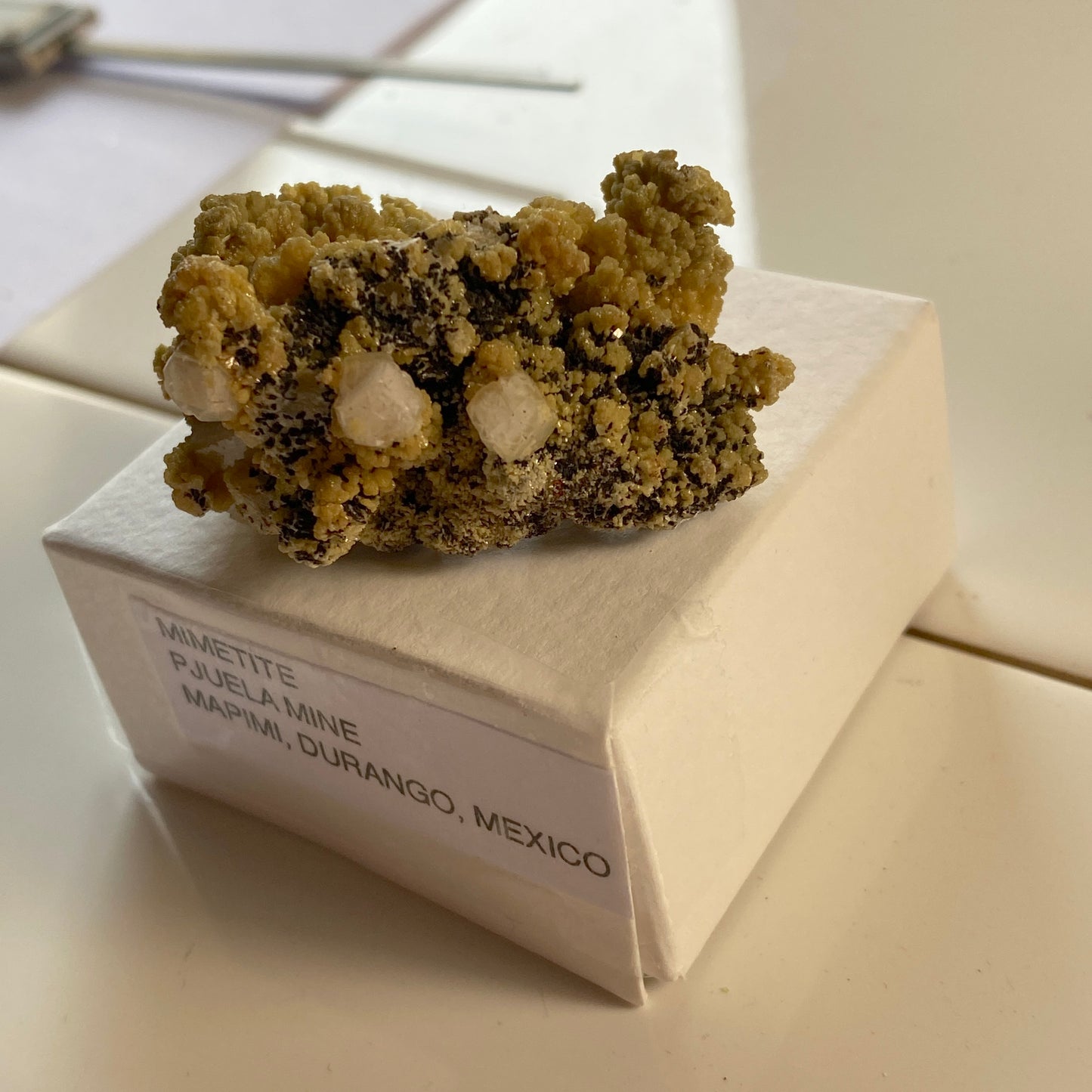 MIMETITE WITH CALCITE - OJUELA MINE, DURANGO, MEXICO 48g MF2075