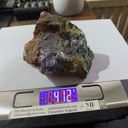 MOLYBDENITE WITH MALACHITE : JARDIHERA MINE No 1, ATACAMA, CHILE  412g MF4603