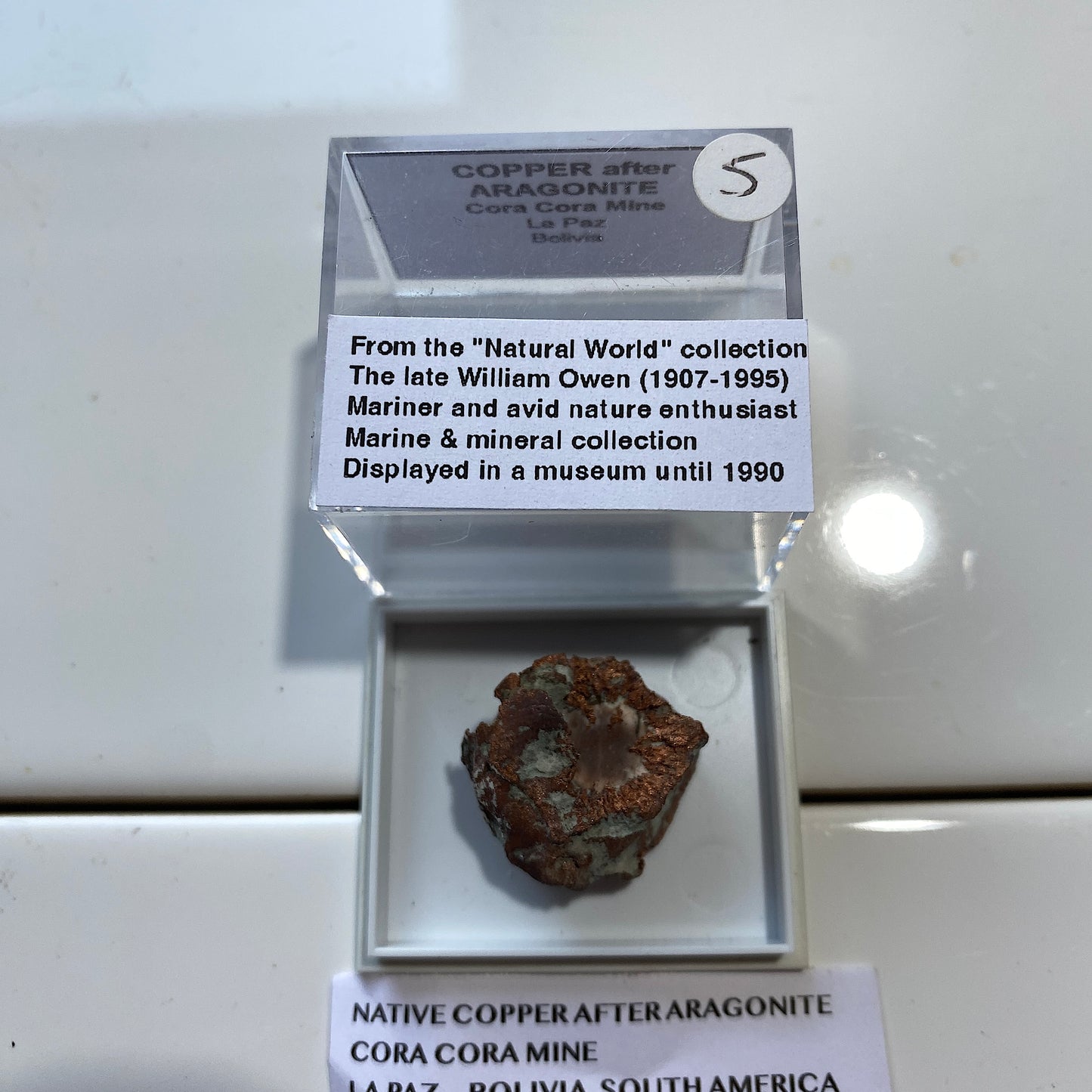 RARE NATIVE COPPER AFTER ARAGONITE : CORO CORO MINE, LA PAZ, BOLIVIA 10g MF5277