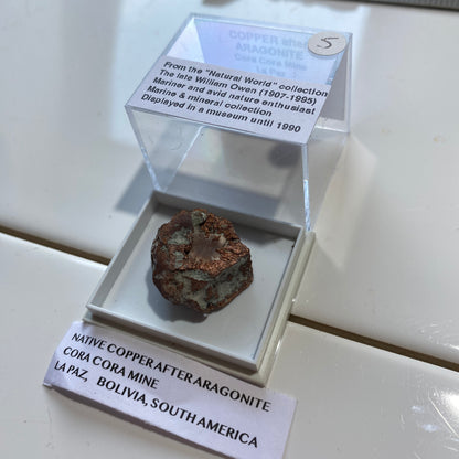 RARE NATIVE COPPER AFTER ARAGONITE : CORO CORO MINE, LA PAZ, BOLIVIA 10g MF5277