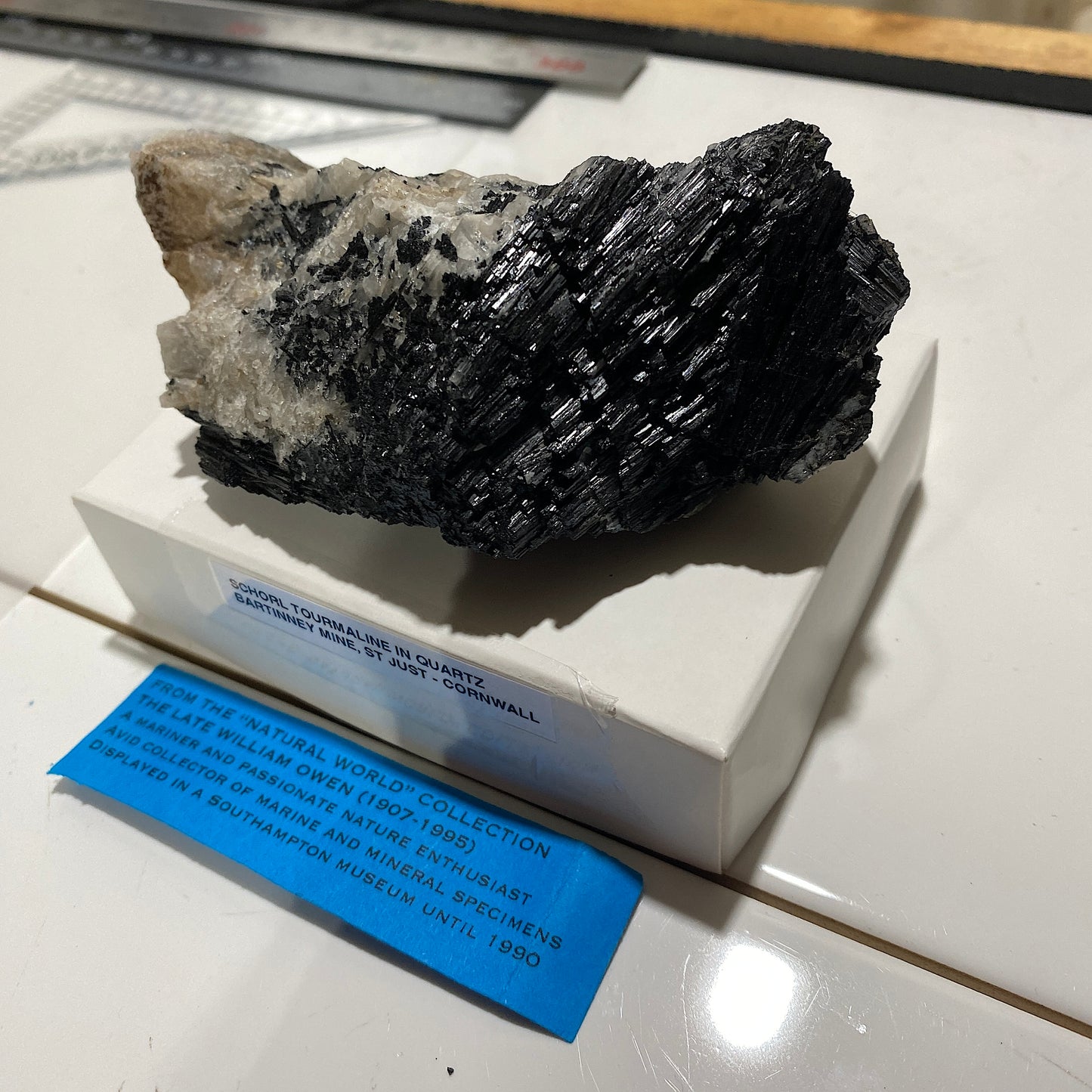 SCHORL TOURMALINE IN QUARTZ : BARTINNEY MINE, ST JUST, CORNWALL, ENGLAND  324g MF4608