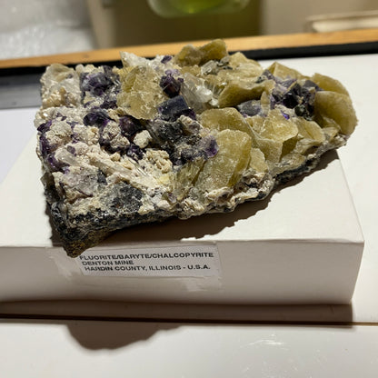 FLUORITE/BARYTE/CHALCOPYRITE [ETC] - DENTON MINE, ILLINOIS, U.S.A. LARGE 529g MF4458