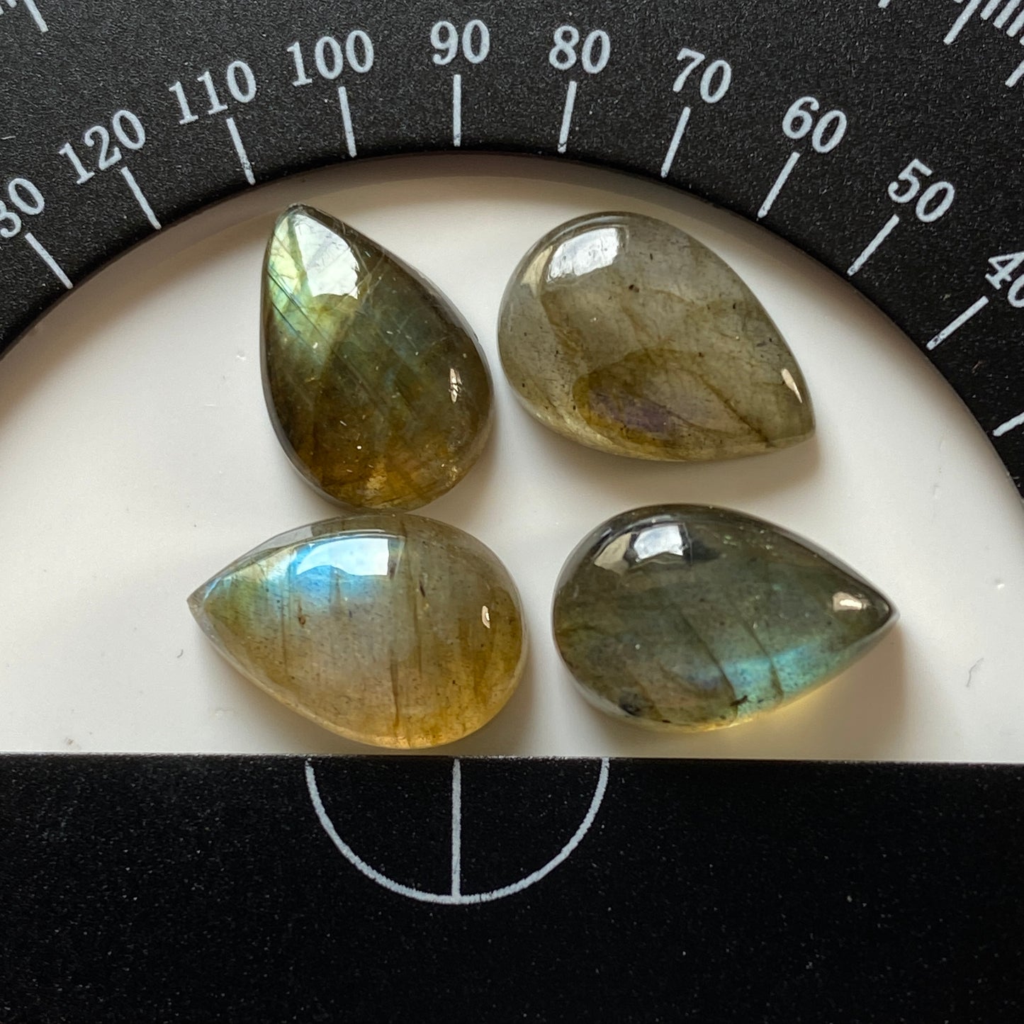 LABRADORITE GEMSTONES x 4 - NEWFOUNDLAND, CANADA 11.20Ct [total]. MFG1472