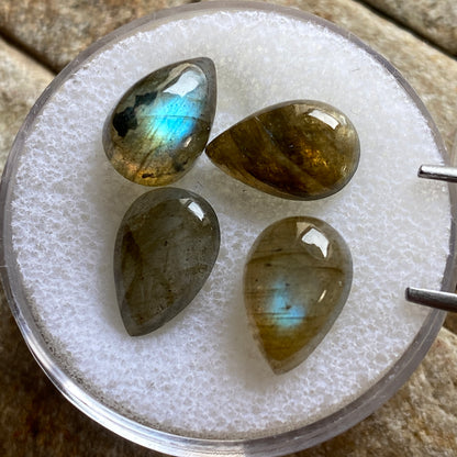 LABRADORITE GEMSTONES x 4 - NEWFOUNDLAND, CANADA 11.20Ct [total]. MFG1472