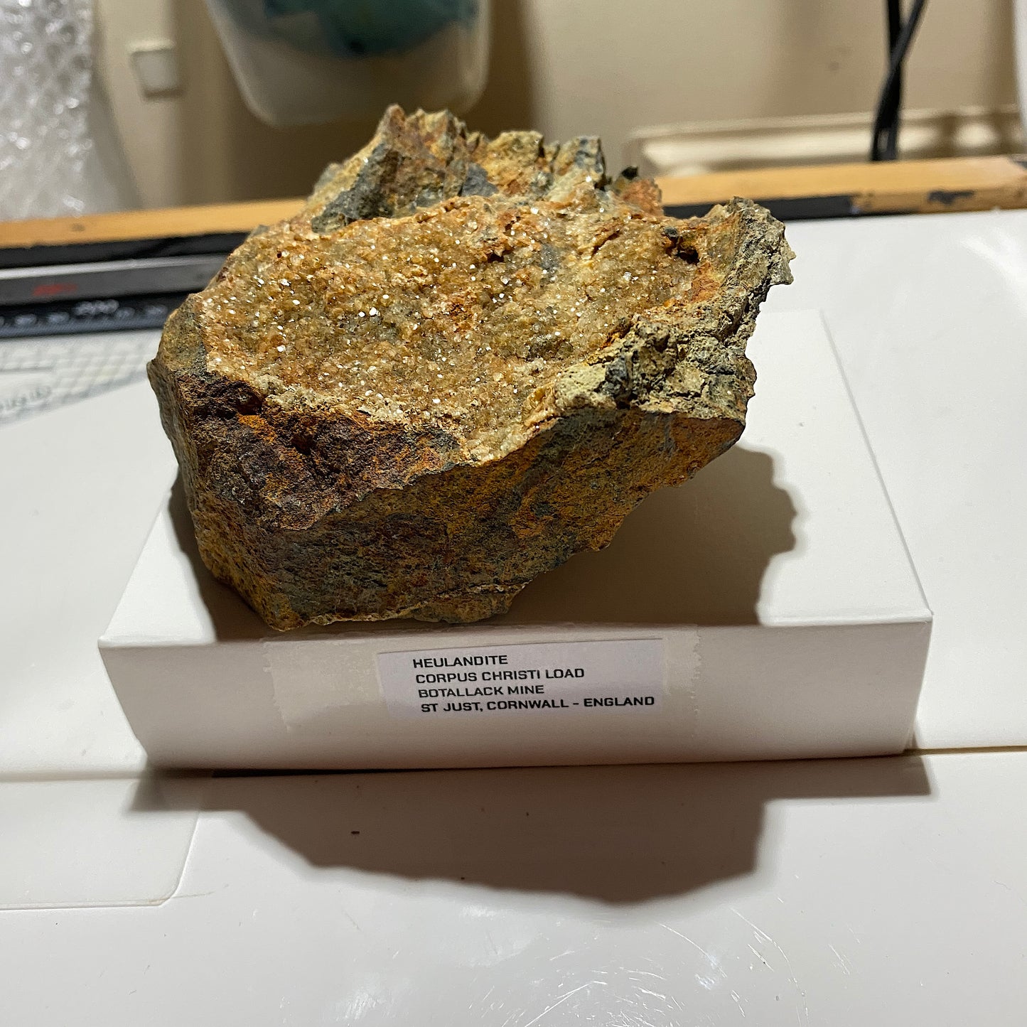 HEULANDITE ON MATRIX : CORPUS CHRISTI LODE, BOTALLACK MINE, ST JUST, CORNWALL 561g MF4648