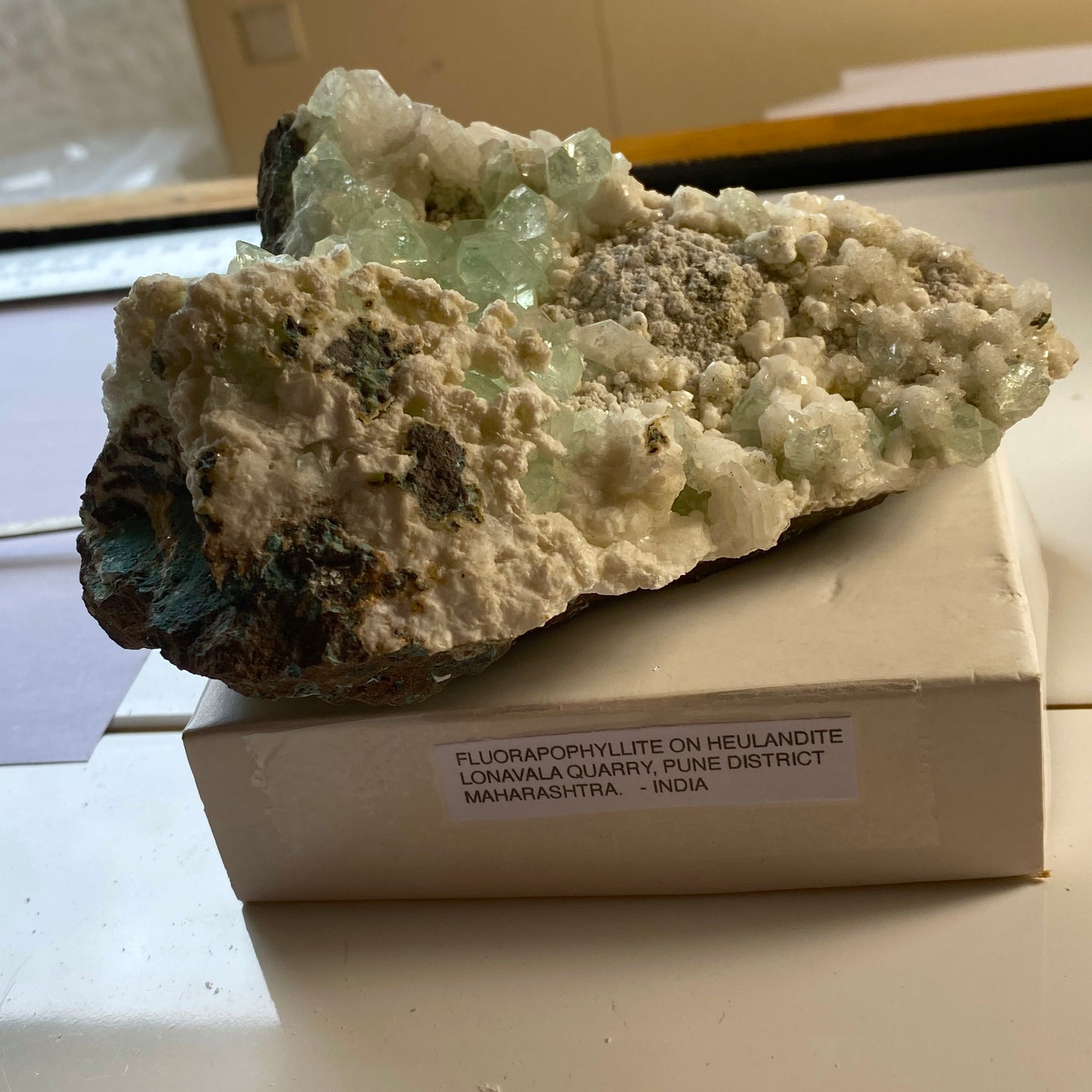 FLUORAPOPHYLLITE ON HEULANDITE - LONAVALA , PUNE, INDIA 469g MF2083