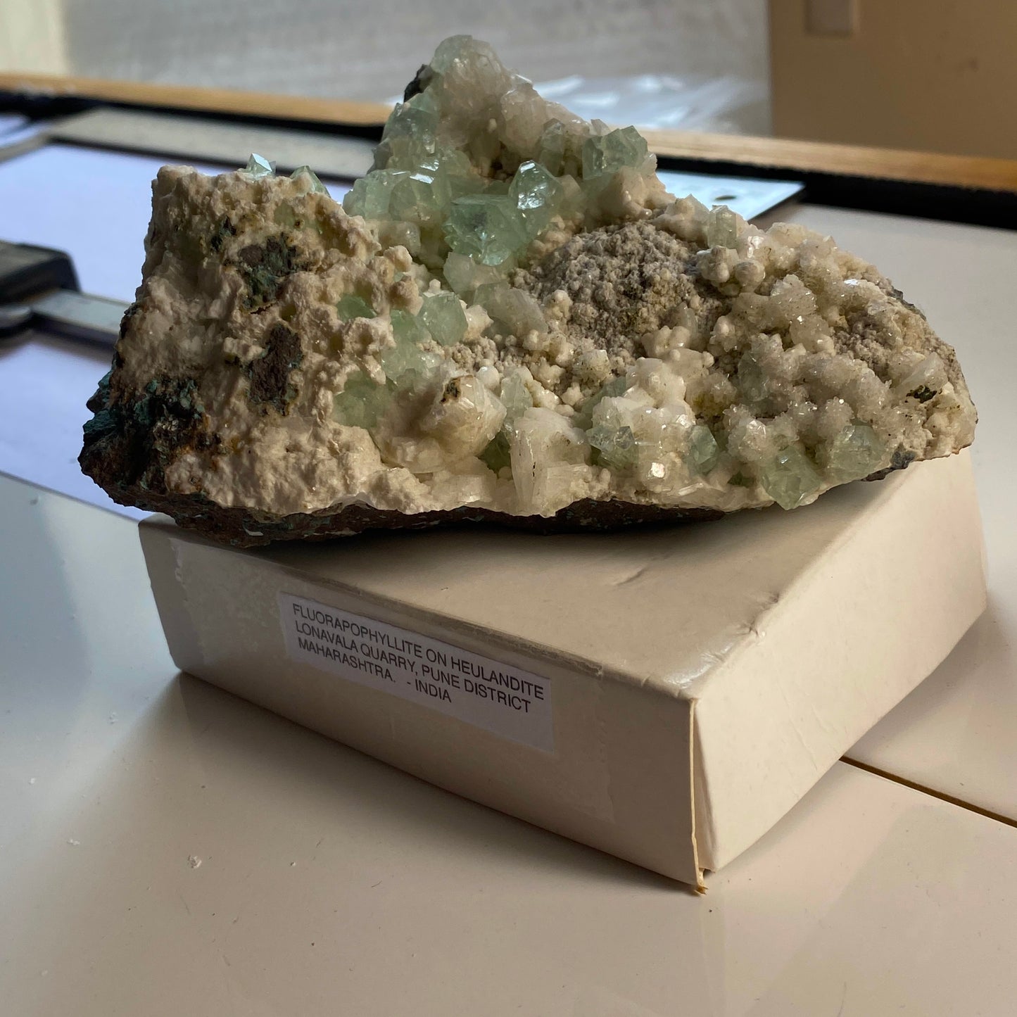 FLUORAPOPHYLLITE ON HEULANDITE - LONAVALA , PUNE, INDIA 469g MF2083