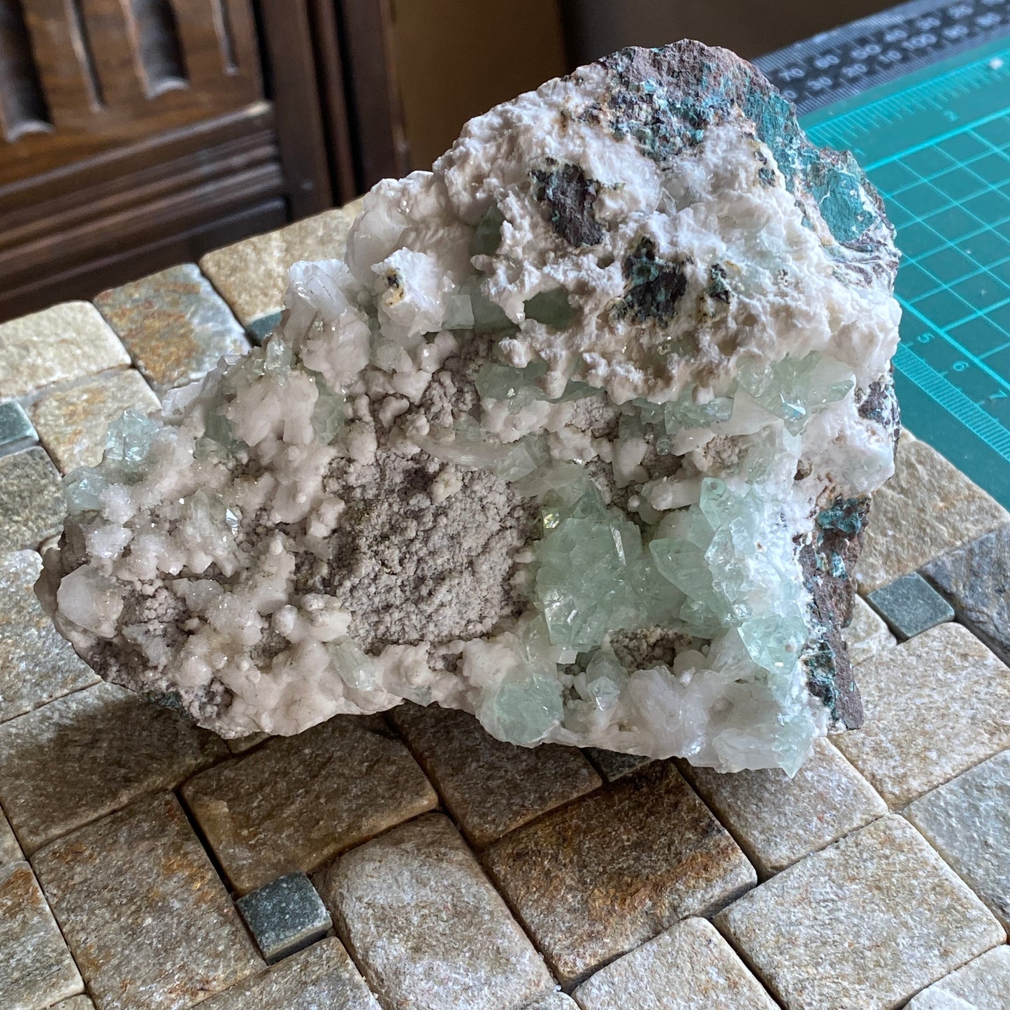 FLUORAPOPHYLLITE ON HEULANDITE - LONAVALA , PUNE, INDIA 469g MF2083