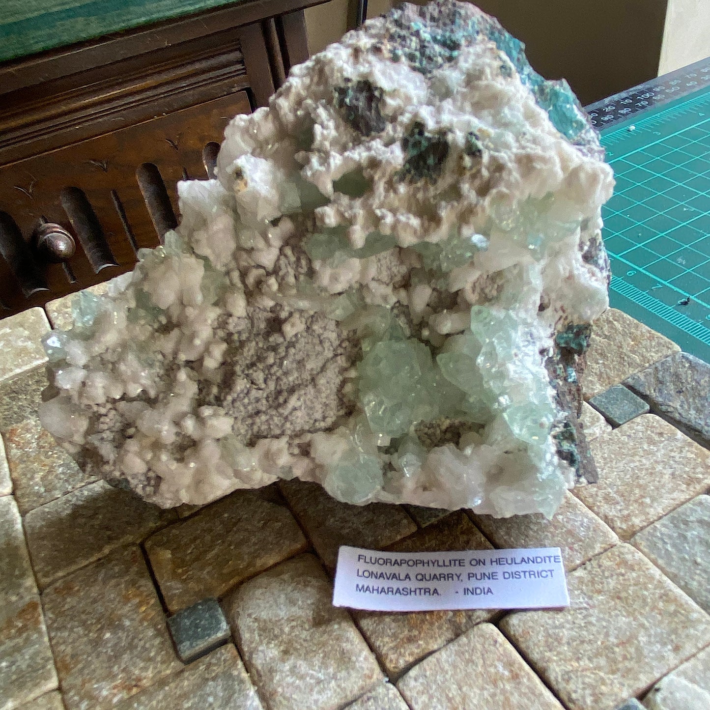 FLUORAPOPHYLLITE ON HEULANDITE - LONAVALA , PUNE, INDIA 469g MF2083