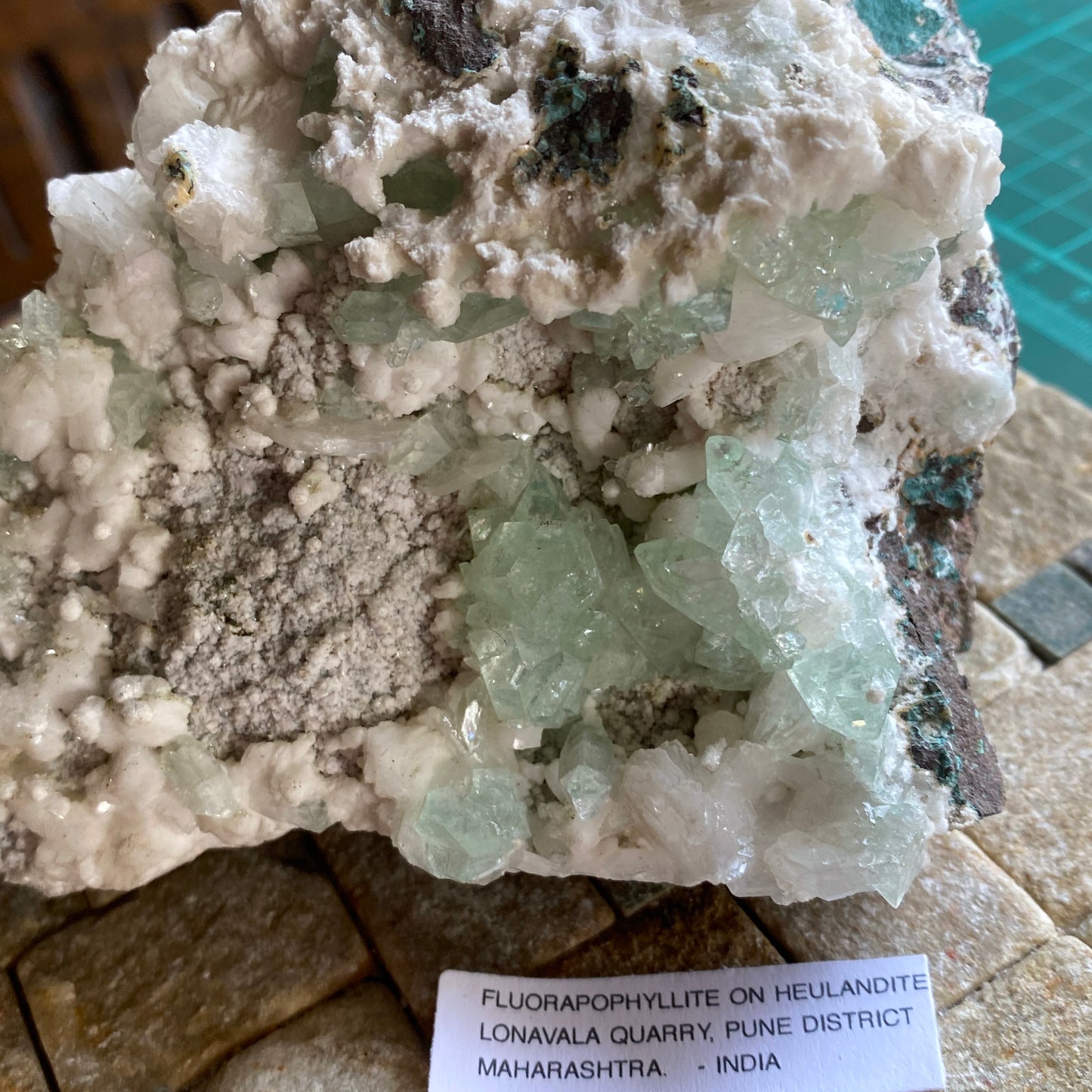 FLUORAPOPHYLLITE ON HEULANDITE - LONAVALA , PUNE, INDIA 469g MF2083