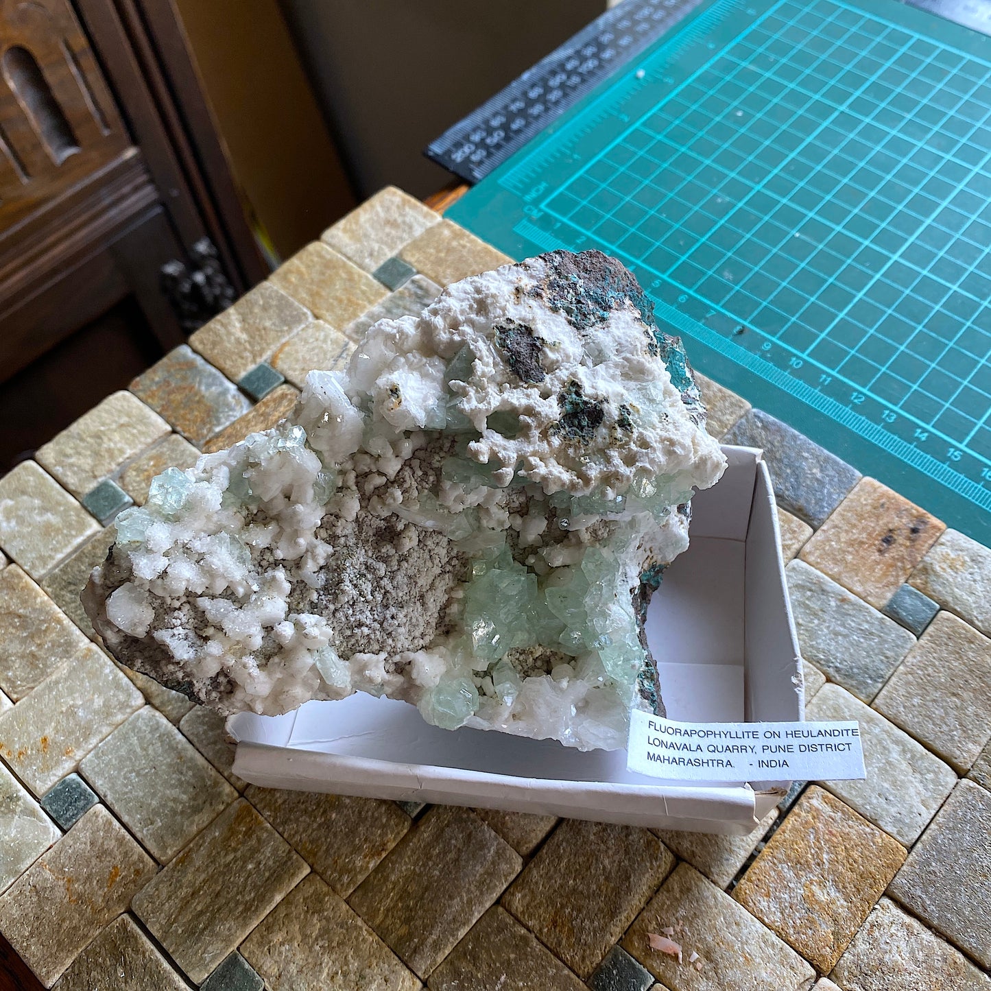 FLUORAPOPHYLLITE ON HEULANDITE - LONAVALA , PUNE, INDIA 469g MF2083