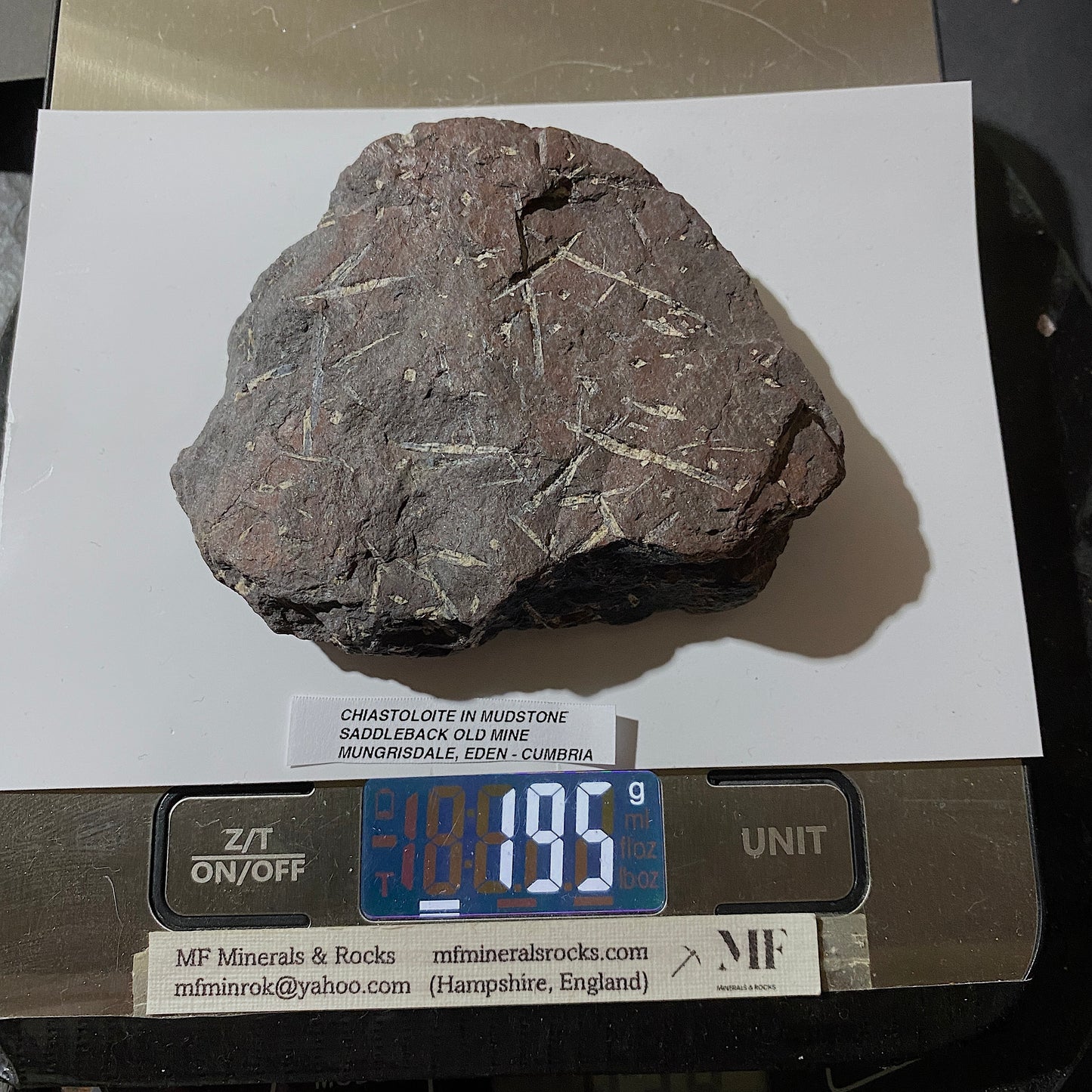 CHIASTOLITE IN MUDSTONE : SADDLEBACK OLD MINE, MUNGRISDALE, EDEN, CUMBRIA 195g MF5289