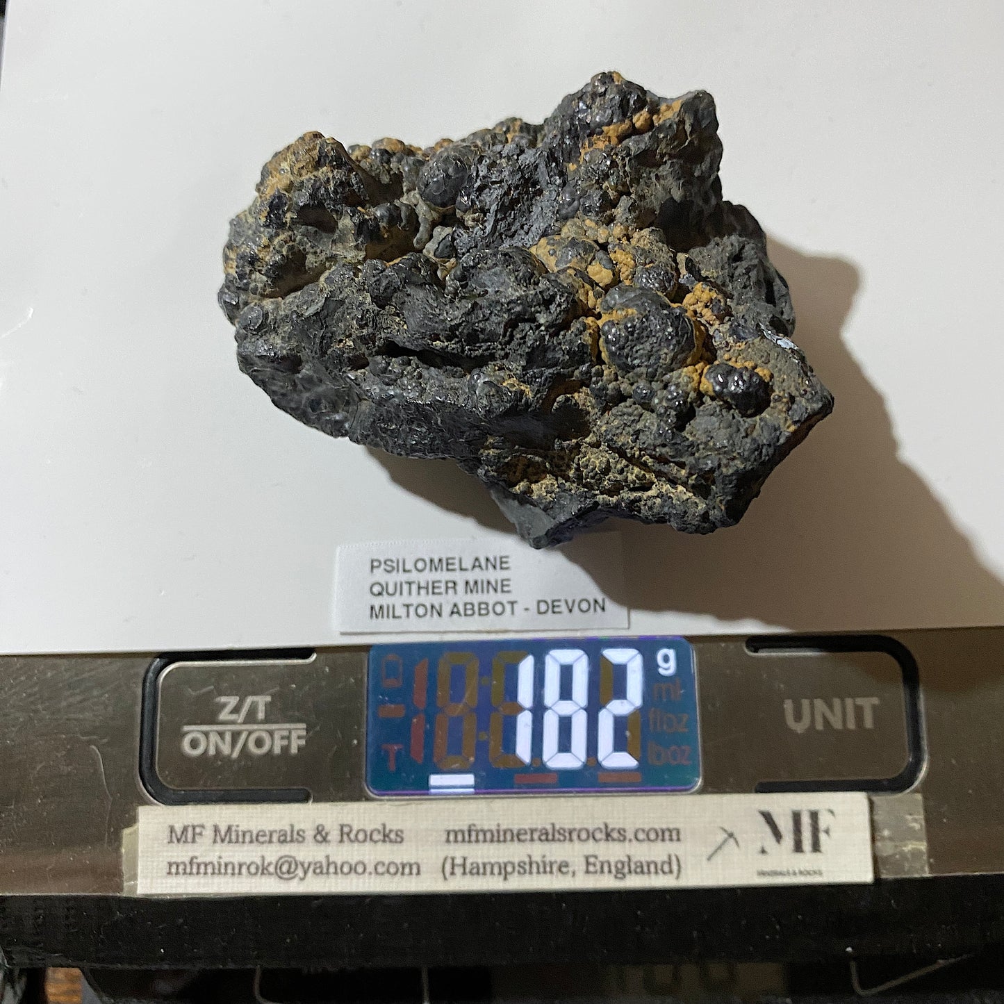 PSILOMELANE RARE SPECIMEN FROM QUITHER MINE, MILTON ABBOT, DEVON 182g MF5290