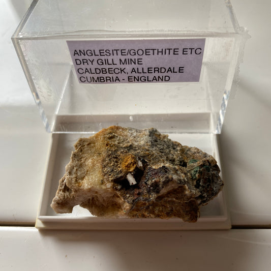 ANGLESITE/GOETHITE/MALACHITE  ON MATRIX FROM DRY GILL, CUMBRIA 26g MF316