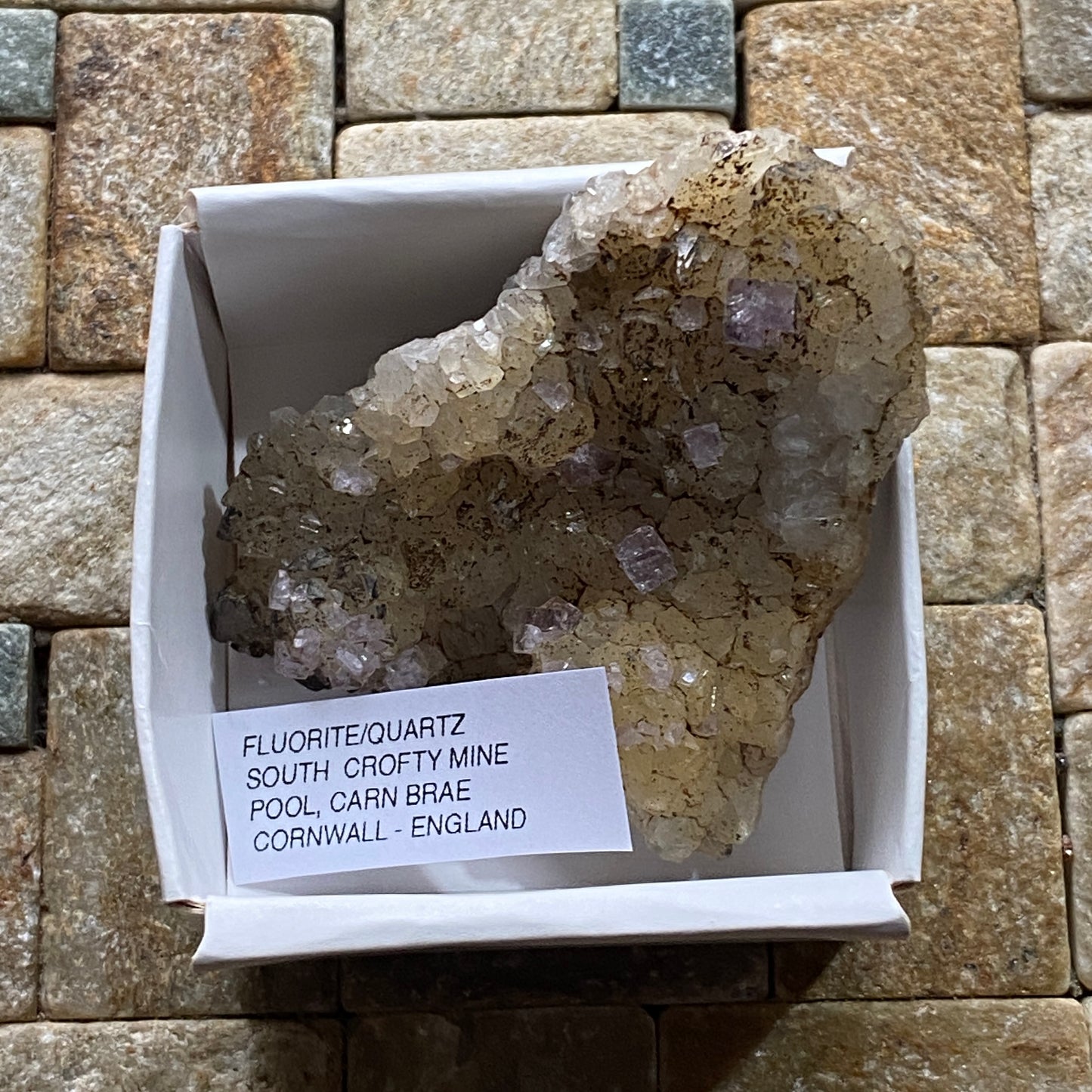 FLUORITE/QUARTZ : SOUTH CROFTY MINE, POOL, CARN BRAE, CORNWALL 46g. MF5292