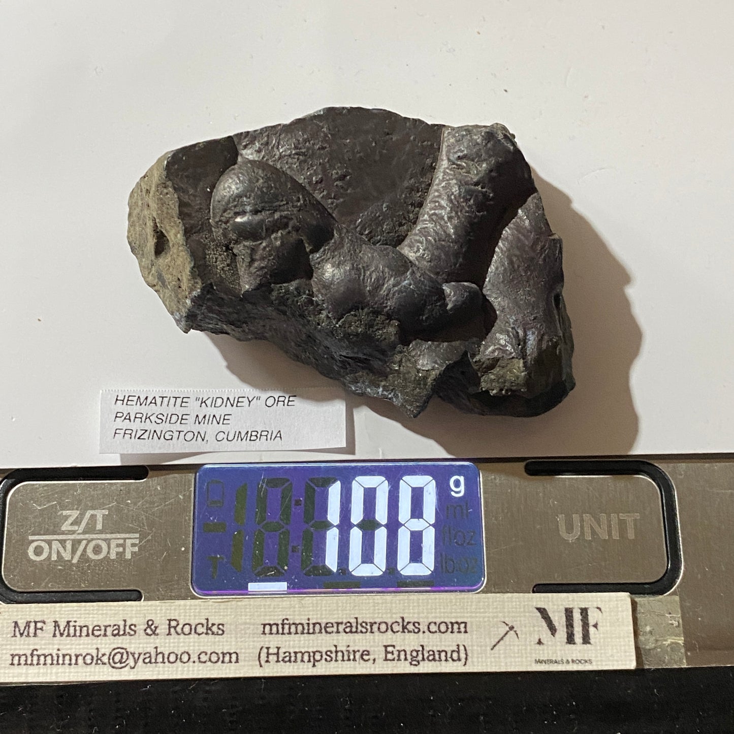 HEMATITE "KIDNEY" ORE : PARKSIDE MINE, FRIZINGTON, CUMBRIA  108g MF5293