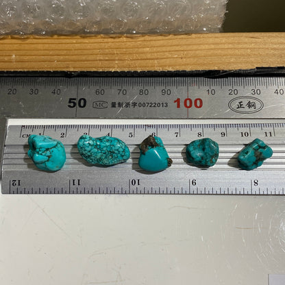 TURQUOISE ROUGH NATURAL GEMSTONES x 5 - BADAKHSHAN, AFGHANISTAN 13g. MFG3108