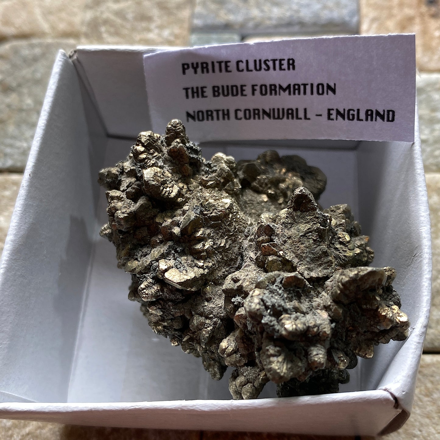 PYRITE CLUSTER FROM THE BUDE FORMATION, CORNWALL, ENGLAND  82g MF237