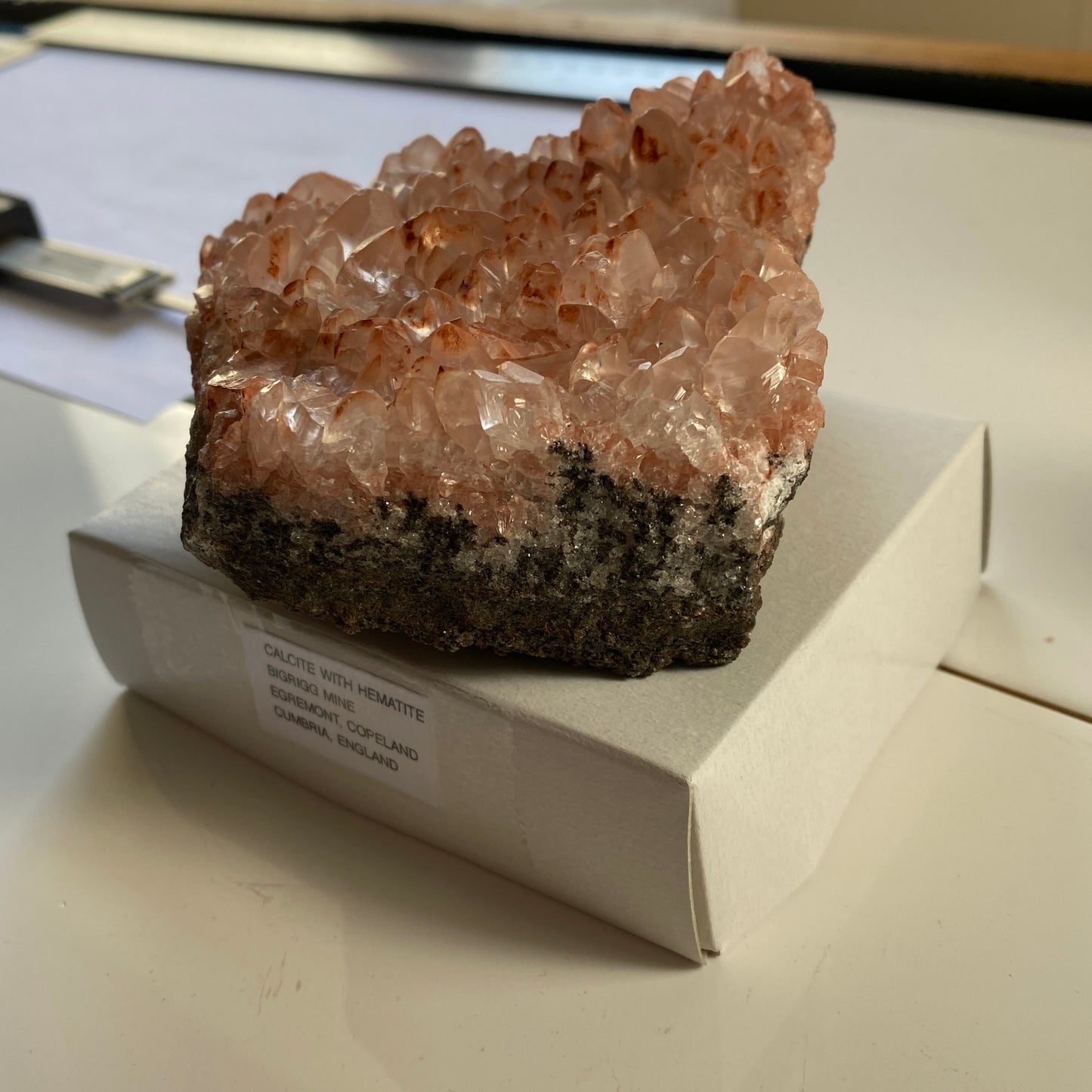 CALCITE WITH HEMATITE GHOSTING - BIGRIGG MINE, CUMBRIA. 432g MF2087